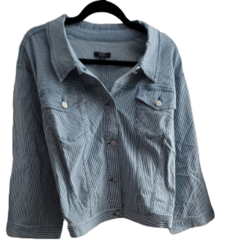 NYDJ Women's Plus Sz 3X / Length Slim Trucker Jacket - Trella Blue A378135